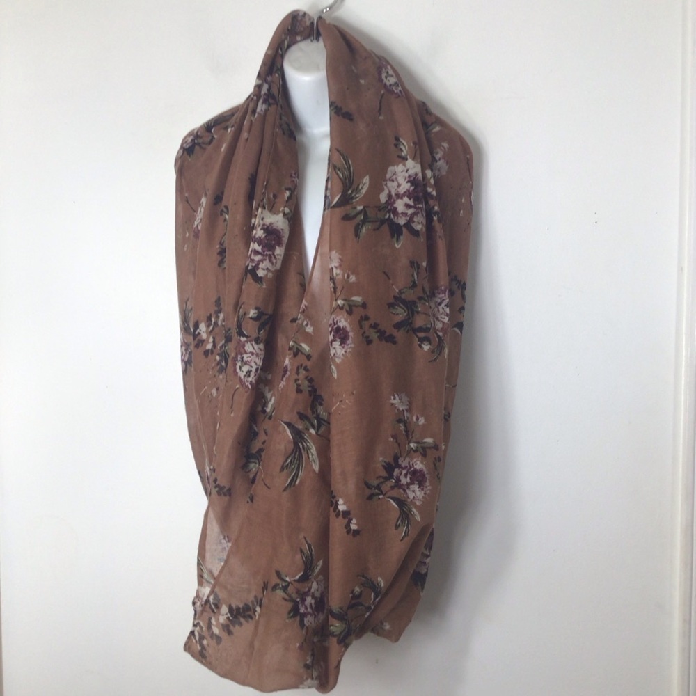 Scarf women brown floral fairy boho infinity